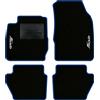 QUEMAR Tappetini Auto compatibili con Ford Fiesta MkVI 6 serie 2008-2017/Kit Tappeti Moquette e Gomma su Misura (Set 2 Anteriori + 2 Poster.)/Ricami e Colori Personalizzati (2 Ricami, Bordo Blu)