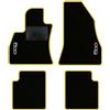 QUEMAR Tappetini Auto per 500L 2012-2022, Bordo Giallo, 2 Ricami | Kit Tappeti Moquette e Gomma su Misura / Set 2 Anteriori + 2 Posteriori / Ricami e Colori Personalizzati / Antiscivolo
