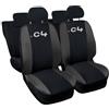 Auto Accessori Lupex Coprisedili auto compatibili per C4, nero grigio scuro, Made in Italy, tessuto poliestere, set copri sedili completi, airbag compatibili