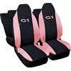 Lupex Shop Coprisedili auto compatibili per C1 prima serie dal 2005 al 2014 con poggiatesta integrato, Nero Rosa, Prodotto Made In Italy