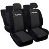 Auto Accessori Lupex - Coprisedili Auto Compatibili per Panda Seconda 169 e Terza 319 serie, Grigio Scuro Nero, Made In Italy, fodere protezione sedili anteriori e posteriori, 50 e 50, poliestere