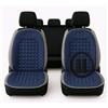 Auto Accessori Lupex Coppia di schienali universali, coprisedili anteriori, kit 2 pezzi con 92 sfere massaggianti per sedili auto furgone autobus camion sedia ufficio (Blu + Coprivolante e cinture)
