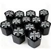 JinRui-T 12 tappi antipolvere in metallo per valvole pneumatici in lega, tappi antipolvere per Mini Cooper (Union Jack), tappi antipolvere in metallo nero, universali, per auto, SUV, biciclette, moto, camion