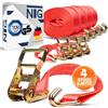 NTG 4 pezzi di tenuta fino a 2000 kg/daN 4 metri di lunghezza, certificato TÜV/GS - 2 pezzi | 35 mm di larghezza - Cinghie di fissaggio resistenti e resistenti alle intemperie -