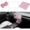 TOPABYTE 3PCS Accessori Console Centrale per Tesla Model 3 Highland 2024 Inserto Portabicchieri, Cornice Protettiva per Bordi Dello Schermo, Tappetino per Caricabatterie Wireless in Silicone, Rosa