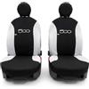 Rebeca Shop Coprisedili Anteriori in Policotone, Set 6 Pezzi con Ricamo Centrale, Compatible con 500, Made in Italy (nero/bianco)