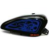 Pimastickerslab Kit 2 adesivi moto serbatoio teschio fiamme skull chopper harley custom vintage cod. 1670 (049 BLU ROYAL, OPACO (matt_opaque))