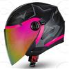 CRUIZER Casco moto jet omologato STAR Nero Rosa doppia visiera trasparente sole (L)