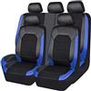 LGXYLF Auto Set Coprisedili per Suzuki SX4/SX4 S-Cross 2000-2023 2024, Pelle Traspirante Impermeabile Protezioni Sedile Accessori Auto,Black-Blue