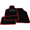 Generico Tappetini compatibili con Lancia Ypsilon 2011-2018, bordo rosso, kit tappetini auto personalizzati, set tappeti in velluto, tappeto auto