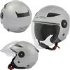 A-Pro Jet Casco Moto Scooter Visiera Lunga City Certificato ECE 22 Argento S
