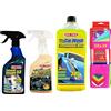 Ma-Fra Kit Trattamento Auto Interno ED Esterno. TRATTAMENTO 3IN1 TESSUTO- PLASTICHE- CAR WASH SHAMPOO E CERA, più 7 Panni Microfibra Multiuso 30x35 cm