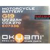 OKYAMI BATTERIA A GEL OKYAMI G19 CCA270 12V 22Ah PER BMW K 1200 LT DAL 1999 IN POI
