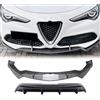 KUBYMOTO Kit spoiler paraurti anteriore + diffusore paraurti posteriore per Alfa Romeo Stelvio 2017-2025 nero lucido effetto fibra di carbonio