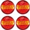 Generico 4 Pezzi Luci Fari Fanali 12v 24v Posteriori Rotondi 25 LED 3 funzioni Autocarro Camion Rimorchi Camion