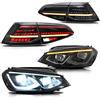 VLAND Motor VLAND Set di fari LED completi e luci posteriori, compatibili con Golf MK7 TSI TDI berlina alogena 2012-2017 [non adatto per GTI/R/GTD/MK7.5], con indicatore sequenziale (fanalino posteriore fumé)
