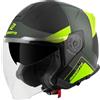 Bogotto H586 City-B Casco Jet, nero opaco/verde/giallo, L