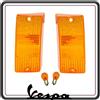 GSC RICAMBI SRL KIT COPPIA DUE GEMMA GEMME PLASTICA VETRINO FRECCIA FRECCE ANTERIORI ARANCIO COMPLETE DI LAMPADINE PER VESPA PX 125 150 200 - VESPA ARCOBALENO