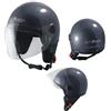 A-Pro Casco Jet Demi Scooter Moto Omologato ECE 22 Visiera Antigraffio Grigio Scuro L
