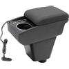 KAERGK Braccioli auto per Renault Clio 2013-2017 Console centrali per auto Doppio spazio di archiviazione con portabevande 2 porte USB rapide in pelle resistente, facile da montare (linea nera)