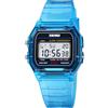 MASTOP Orologio da polso da donna al quarzo, ultra sottile, splendido e semplice, con quadrante piccolo, cinturino in acciaio a maglia, Blu trasparente.