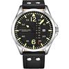 Stuhrling Original Orologio sportivo analogico da aviatore da uomo, impostazione rapida, giorno e data, cinturino casual in pelle