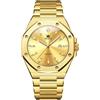 OLEVS Orologio da uomo alla moda, minimalista, cronografo, al quarzo, analogico, in acciaio inox, impermeabile, luminoso, con data automatica, 3613-oro, 3613-gold, orologio da uomo