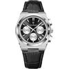 Poedagar Orologio alla moda per gli uomini in pelle orologio sportivo impermeabile luminoso cronografo data classico lusso quarzo orologi da uomo, Argento, nero, bianco