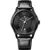 LOBINNI Orologio da uomo meccanico automatico nero impermeabile da polso maschile moda lusso cinturino in pelle orologi, Nero-b