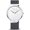 BERING 15540-400 Orologio da polso da uomo al quarzo, cassa in acciaio inossidabile color argento da 40 mm e quadrante bianco, cinturino in silicone, vetro zaffiro, 5 ATM