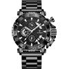 Poedagar Orologio di lusso per gli uomini calendario luminoso impermeabile uomo d'affari orologio cronografo maschile in acciaio inossidabile orologi al quarzo da uomo, Nero e nero.