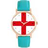 Toff London Orologio bandiera inglese da donna, cassa 38 mm, resistente all'acqua, movimento al quarzo progettato su misura, resistente all'acqua, alla moda