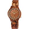 Excellanc Orologio da donna in legno con chiusura deployante, lancette luminose, analogico, al quarzo, 1800237, Legno zebrato.