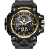 Gosasa Orologio analogico digitale in stile militare, quadrante grande 5,6 cm, resistente all'acqua fino a 50 m, doppio fuso orario, sveglia, retroilluminazione a LED, cronometro, cinturino in