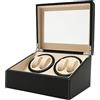 BraveeFly Braun Watch Winder, caricatore automatico per orologi, per 4 orologi automatici + 6 griglie, Nero , Vintage