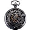 ManChDa Mezza Hunter Numeri Romani Dragon e Phoenix Modello Hollow Meccanica Orologio da tasca(Nero/Bronzo/Argento)