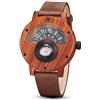 GORBEN, orologio da uomo con bussola, girevole, in legno naturale, con cinturino in pelle bovina, realizzato a mano, al quarzo, modello sportivo, con scatolo