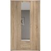 Stella Trading KARL, Elegante armadio a 3 ante molto capiente, versatile in effetto rovere Sonoma con anta a specchio, 120 x 195 x 55 cm