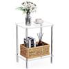 Bkemiy Tavolino in acrilico trasparente, tavolino a 2 ripiani per soggiorno, piccolo comodino moderno per camera da letto, tavolo d'accento decorativo per la casa, 39,9 x 30 x 50,3 cm (lunghezza x