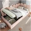 Wyibwy letto singolo con contenitore, 90x190 cm, imbottito con contenitore idraulico, letto per bambini, divano letti, tessuto velour, senza materasso,rosa