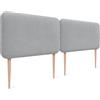 DHOME Testiera Imbottita Liscia Arrotondata in Tessuto Aqualine con Gambe per Parete Acustica Testate Letto Fonoassorbenti Camera da Letto (Grigio Chiaro, 210cm Dual)