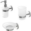 Inbagno Set Accessori da Bagno 3 Pezzi in Acciaio Inox Satinato e Vetro con Fissaggio a Muro compreso di Viti