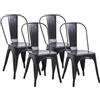 JZGORC Set di 4 Sedie da Pranzo in Stile Industriale Retrò, Aspetto Metallo, Design Impilabile, Sedie per Ristoranti, Bistrot, Caffè, Matrimoni in Giardino - Nero