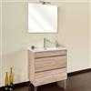 Yellowshop | Mobile Bagno Sospeso Musa 80 cm - Composizione Completa con Lavabo Ceramica e 2 cassetti con Guida Soft-Close - Finitura Rovere (Mobile con Lavabo)