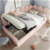 Wyibwy letto singolo con contenitore, 90x200 cm, imbottito con contenitore idraulico, letto per bambini, divano letti, tessuto velour, senza materasso,rosa