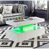 MMT Furniture Designs Ltd Tavolino bianco con luci a LED per soggiorno moderno, design a due ripiani, 90 cm x 46 cm x 39 cm, alimentato a batteria
