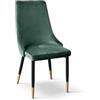 KONTE.DESIGN Set di 4 sedie IRVINE in tessuto effetto velluto verde e gambe in metallo antracite e oro