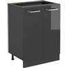 Vicco Mobiletto base cucina R-Line, Antracite lucido, 60 cm senza piano di lavoro, per la libera combinazione all'interno di sistemi cucina modulari