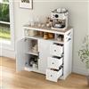 Plcnn Credenza Cucina con 3 Cassetti 2 Ante, Madia Soggiorno Moderna con Ripiano Regolabile, Mobile Cucina, Credenza Soggiorno, per Cucine, Soggiorni e Ingresso, 100x40x105 cm (Bianco-02)