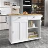 Huayz Carrello per isola da cucina con piano di lavoro pieghevole, da cucina, con ruote con 2 cassetti e porta regolabile, per sala da pranzo, 112 x 40 (70) x 94 cm